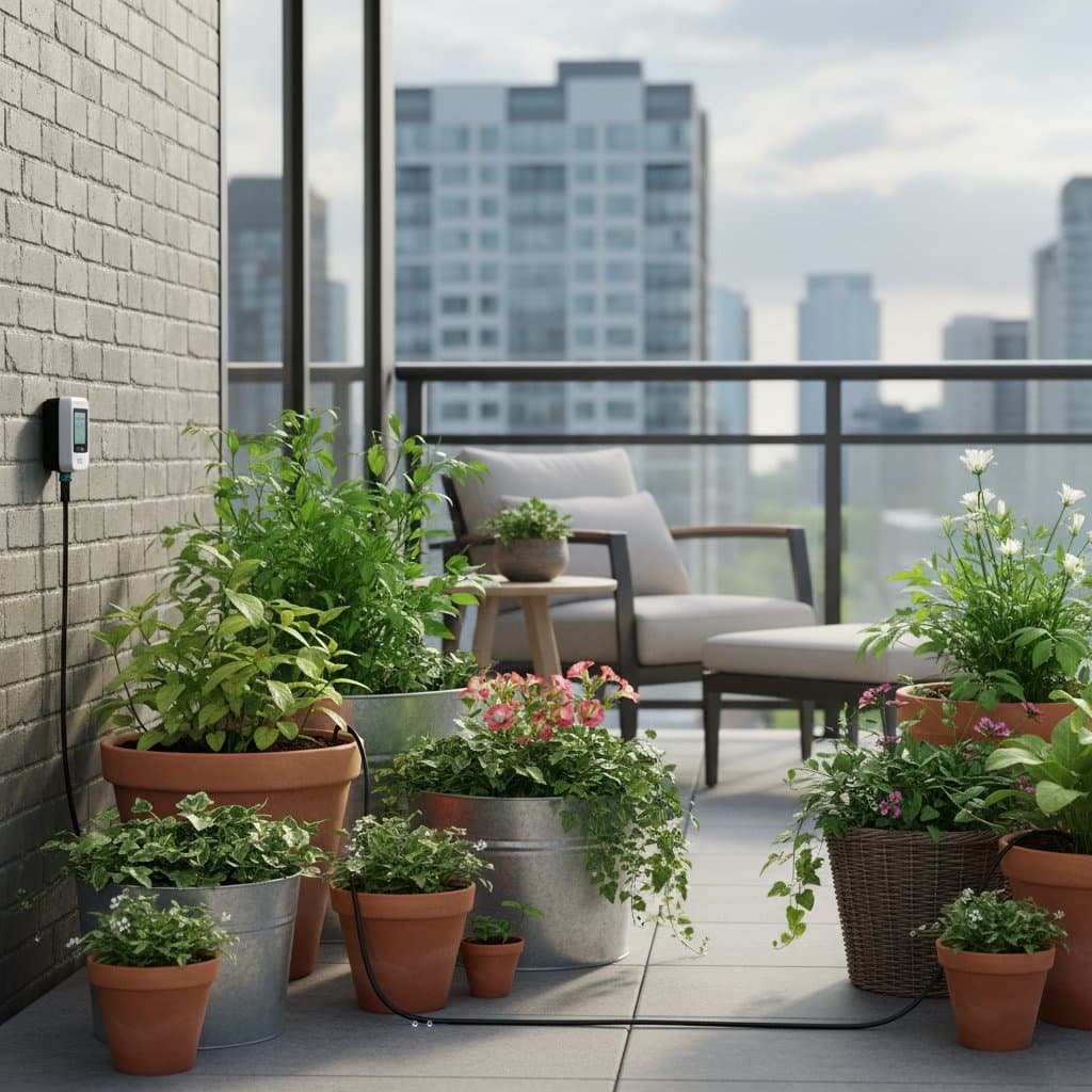 Featured image for Drip Tape Keeps Balcony Plants Alive While You Travel