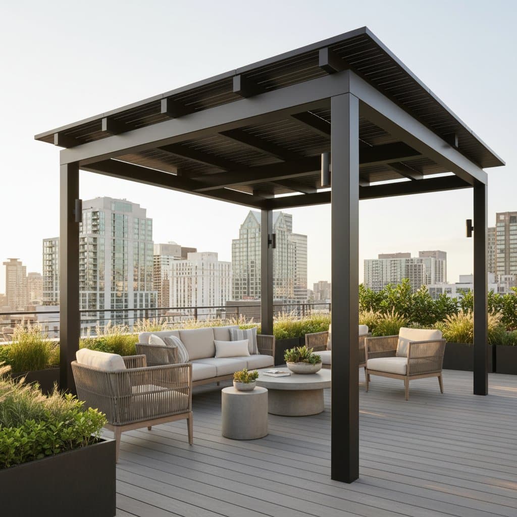 Featured image for Solar Pergolas Cut Bills While Creating Rooftop Shade