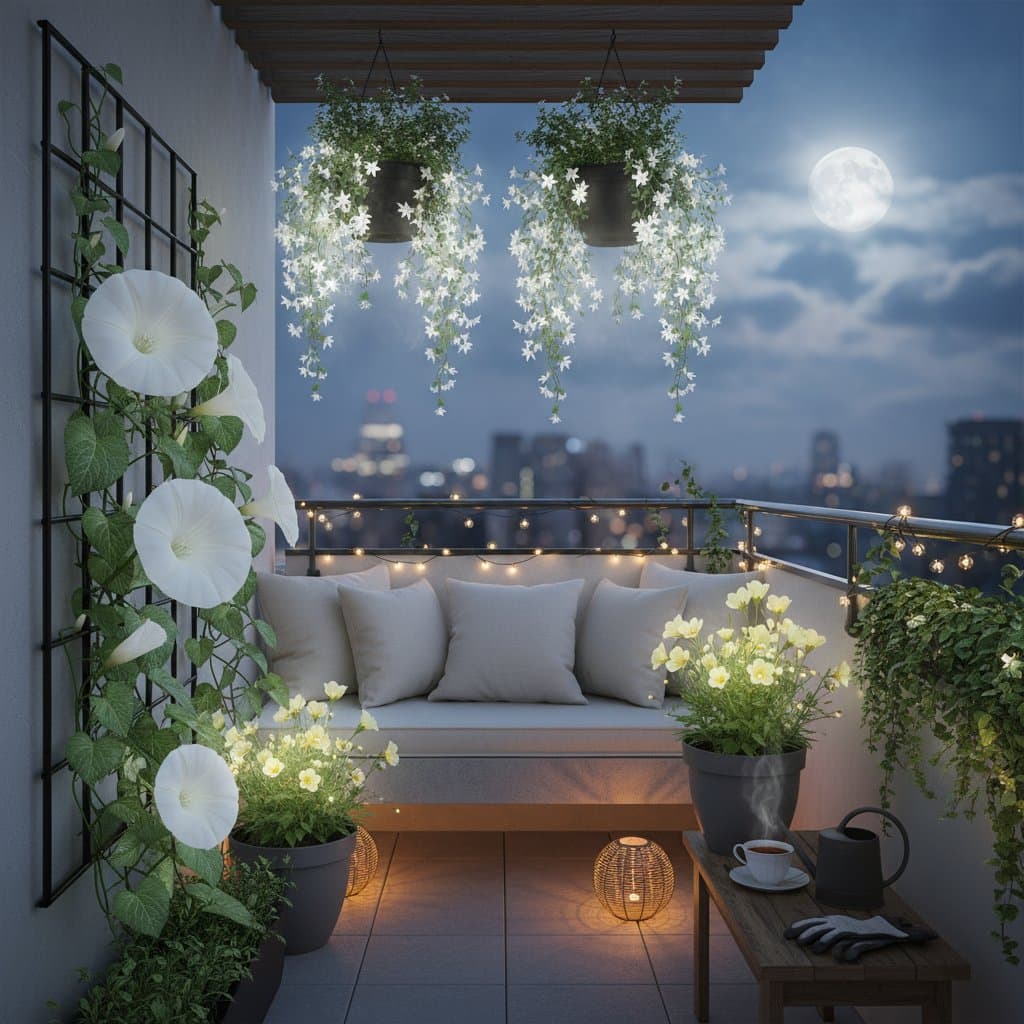 Featured image for Night-Blooming Plants Turn Small Balconies Into Moonlit Gardens
