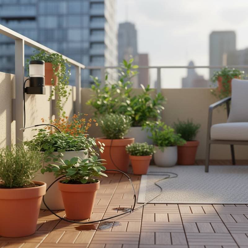 Featured image for Drip Tape Keeps Balcony Plants Alive While You Travel