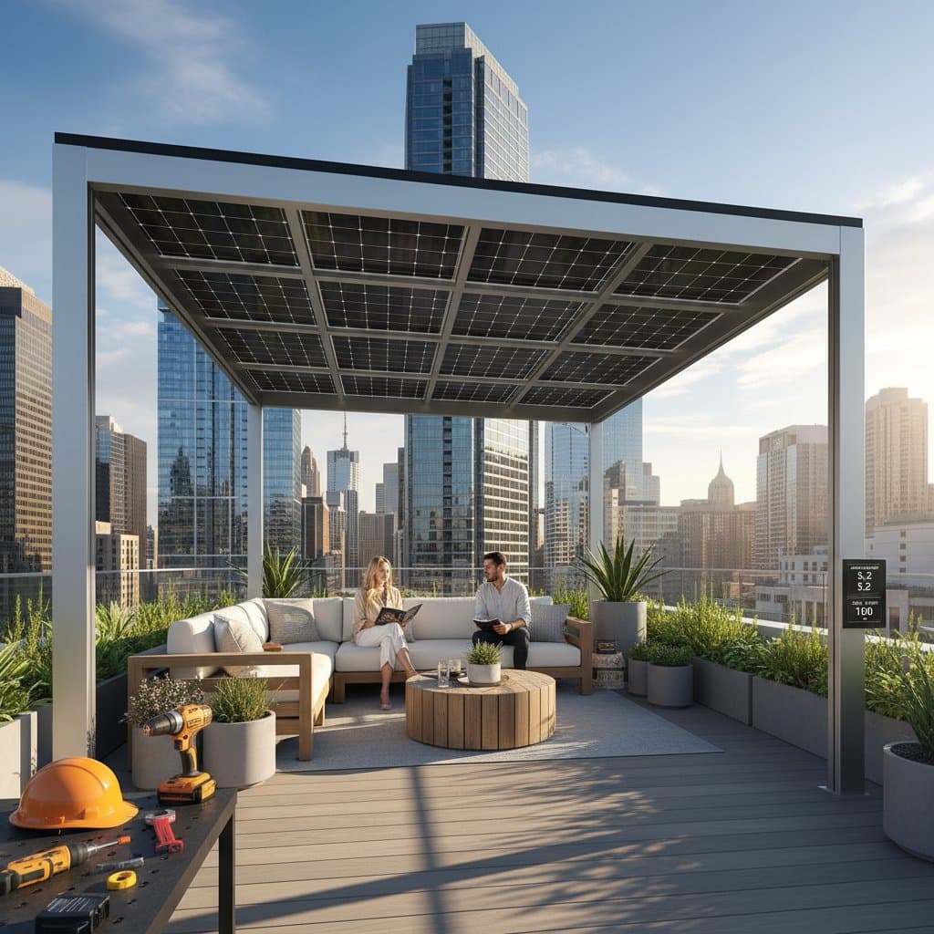 Featured image for Solar Pergolas Turn Rooftops Into Shade and Power