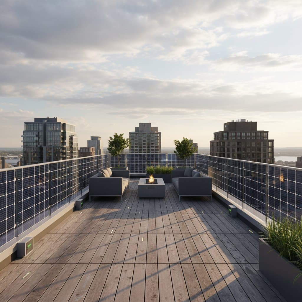 Featured image for Solar Glass Railings Turn Rooftop Edges Into Power