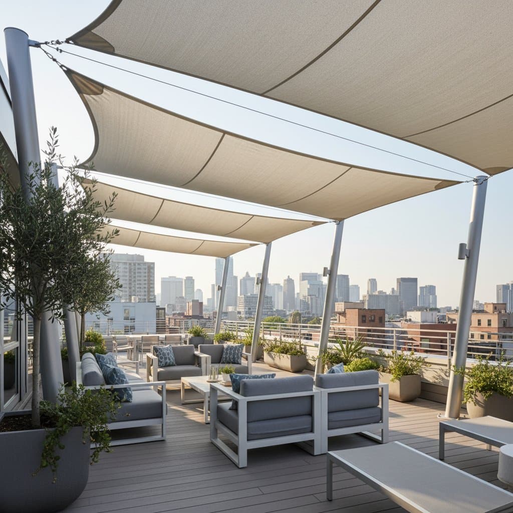 Featured image for Retractable Shade Sails Cut Rooftop Heat by 20°F