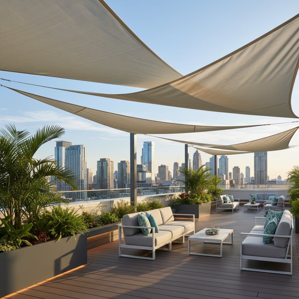 Featured image for Rooftop Decks Stay 40% Cooler with Shade Sails
