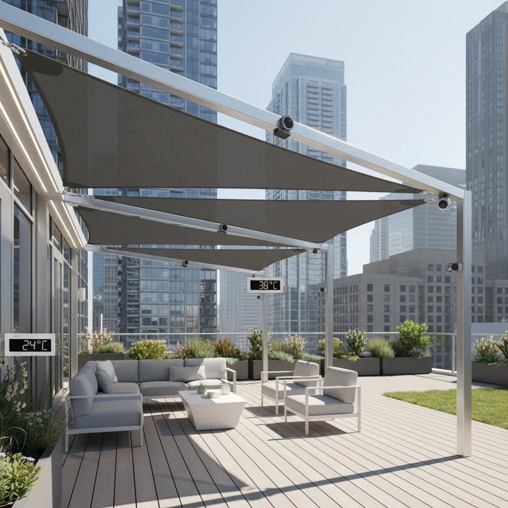 Featured image for Smart Shade Sails Cut Rooftop Heat by 30 Degrees